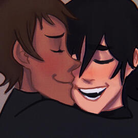 klance dreams icon - lance and keith hugging close-up